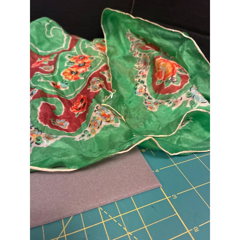 VTG silk scarf Asian Art Museum San Francisco floral pattern READ - Picture 9 of 11
